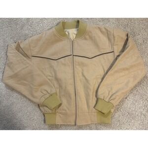 Tex Tan Mens Bomber Jacket Brown Virgin Wool Size M Western Yoke Vintage 80s